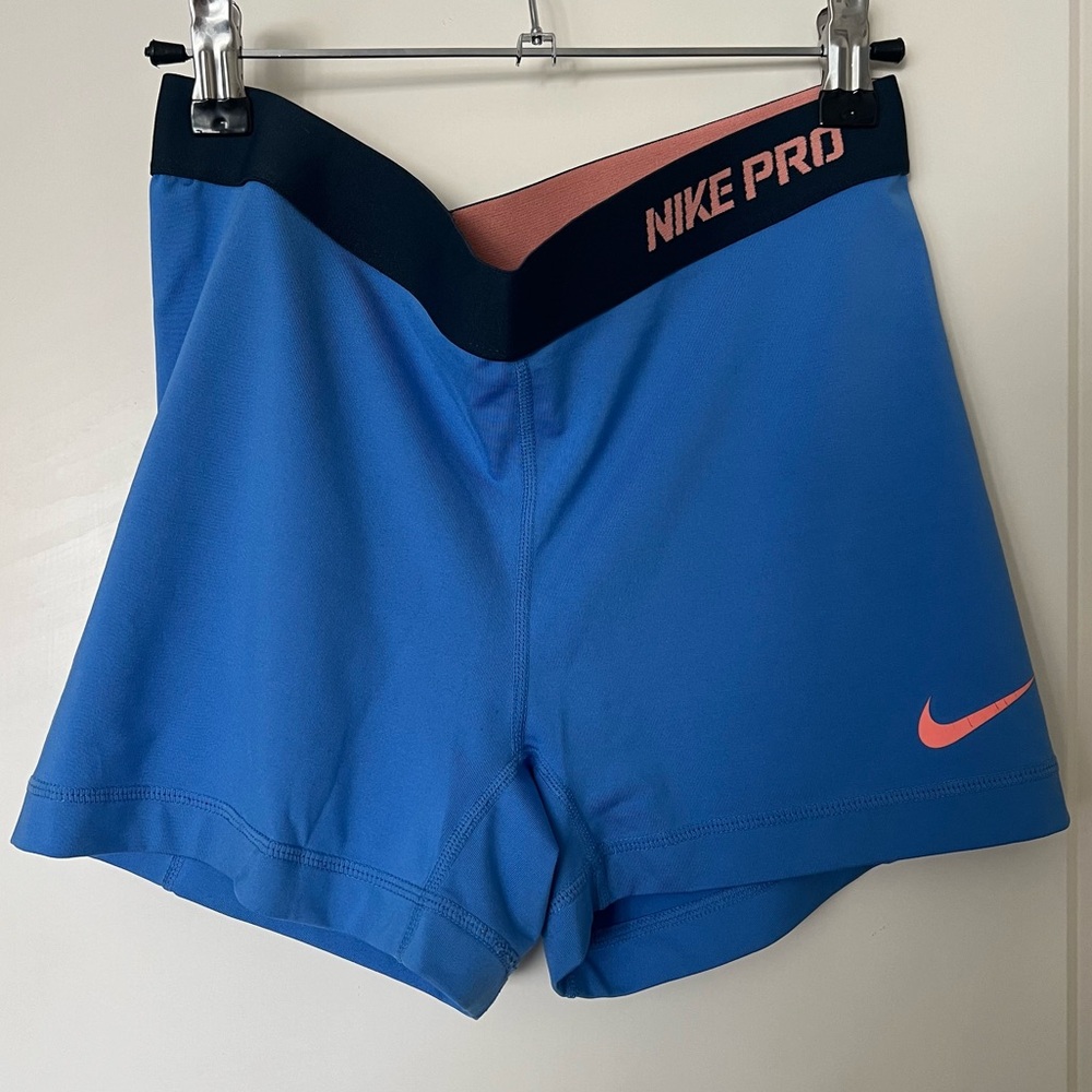 Women’s Nike Pro Blue & Pink Shorts